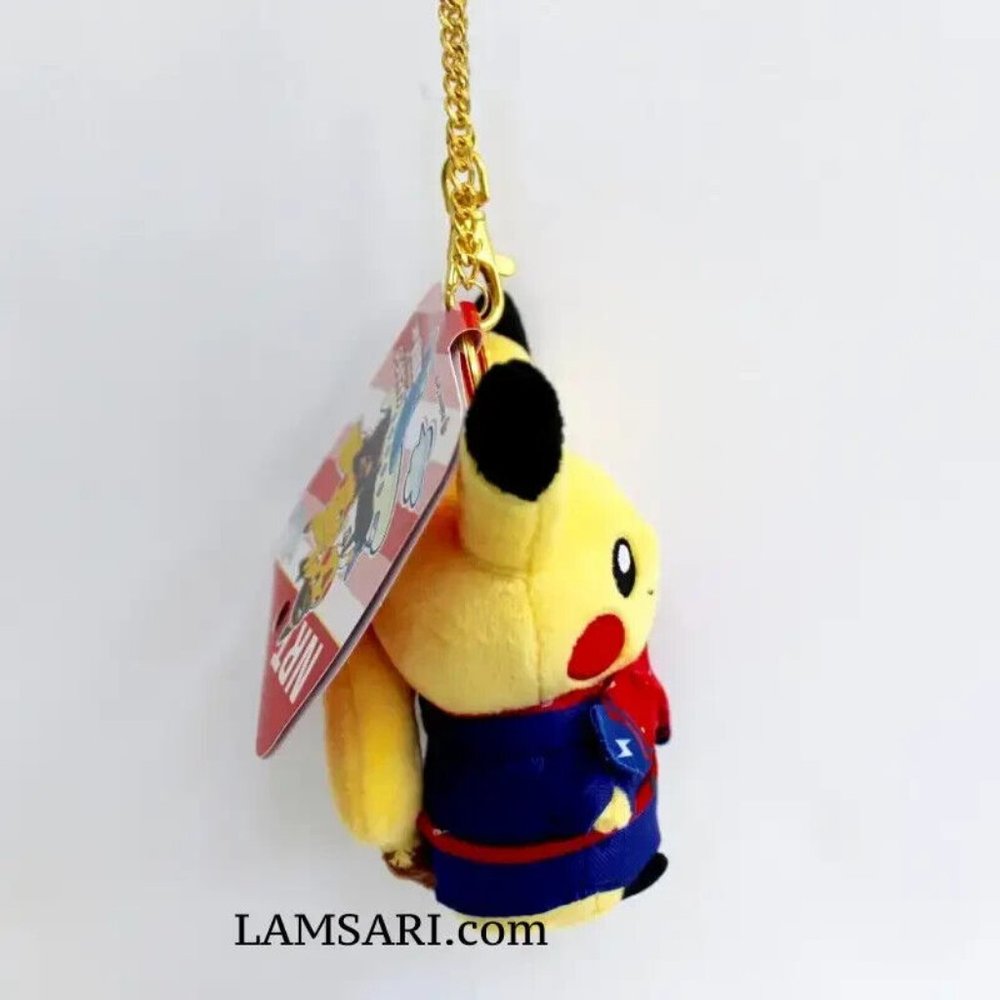 Pokemon Center Original Pikachu Flight Attendant Plush Keychain Narita Red Scarf - Picture 3 of 6